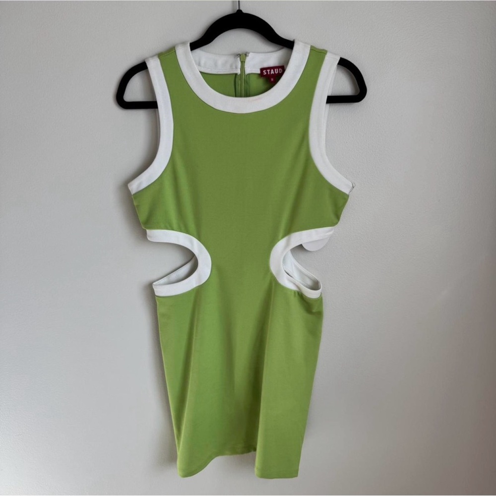 STAUD Mini Dolce Green Cutout Dress